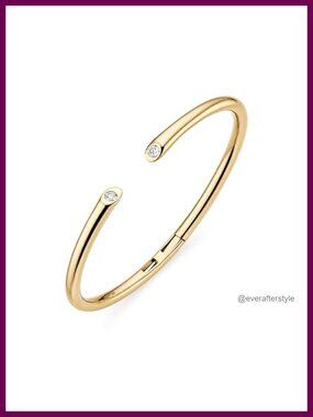 14k Gold Filled Oval Bangle Bracelet for Women with CZ Stones